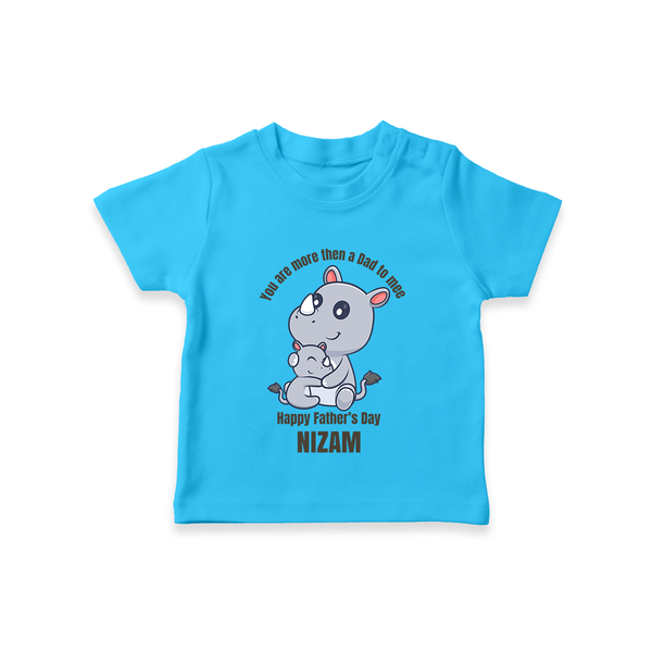 My First Father's Day T-Shirt | Dad and Me Matching Set Name Customizable - SKY BLUE - 0-5 Months Old (Chest 17")