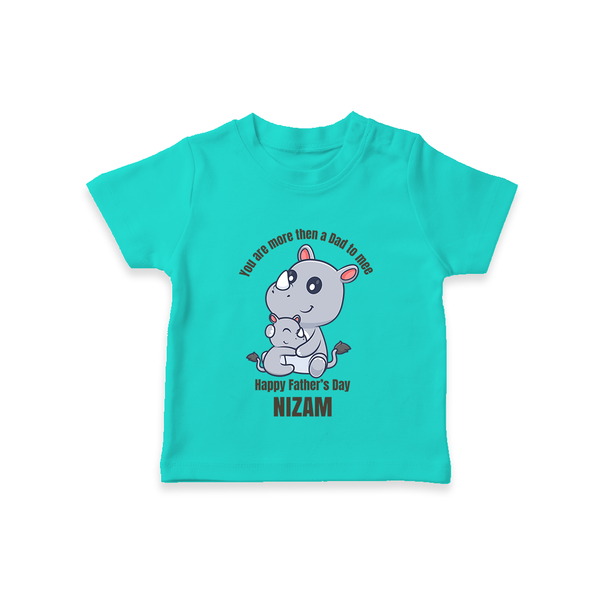 My First Father's Day T-Shirt | Dad and Me Matching Set Name Customizable - TEAL - 0-5 Months Old (Chest 17")