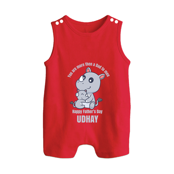 My First Father's Day Romper Suit/Sleeveless Romper | Dad and Me Matching Set Name Customizable - RED - 0 - 5 Months Old (Chest 18")
