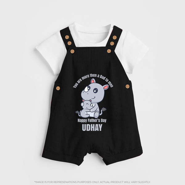 My First Father's Day Dungaree Set | Dad and Me Matching Set Name Customizable - BLACK - 0 - 5 Months Old (Chest 18")