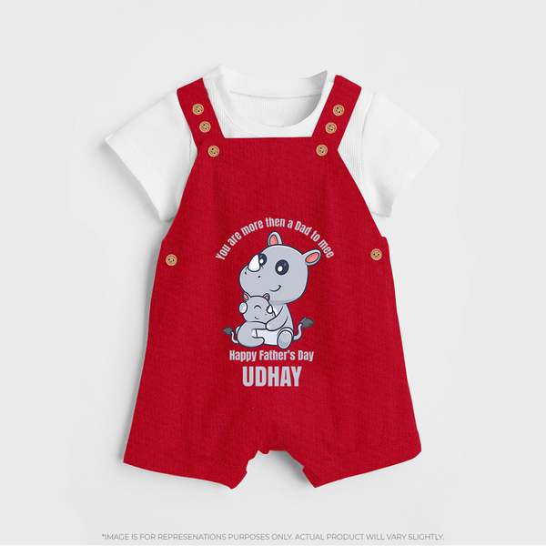 My First Father's Day Dungaree Set | Dad and Me Matching Set Name Customizable - RED - 0 - 5 Months Old (Chest 18")