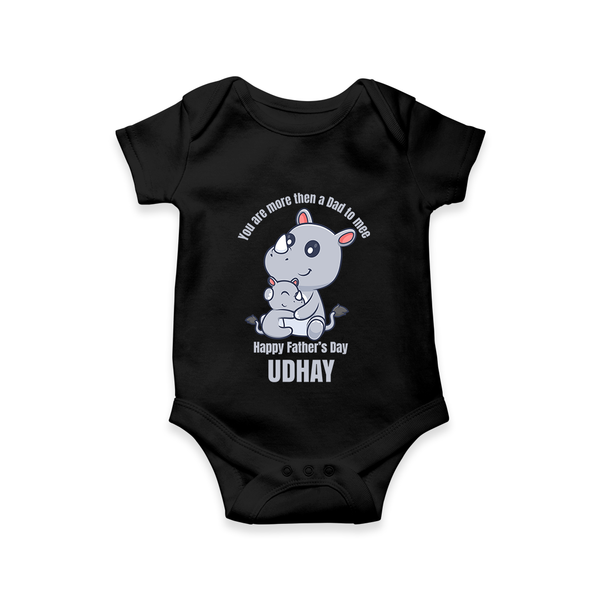 My First Father's Day Romper/Onesie | Dad and Me Matching Set Name Customizable - BLACK - New Born (Chest 14")
