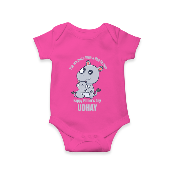 My First Father's Day Romper/Onesie | Dad and Me Matching Set Name Customizable - HOT PINK - New Born (Chest 14")