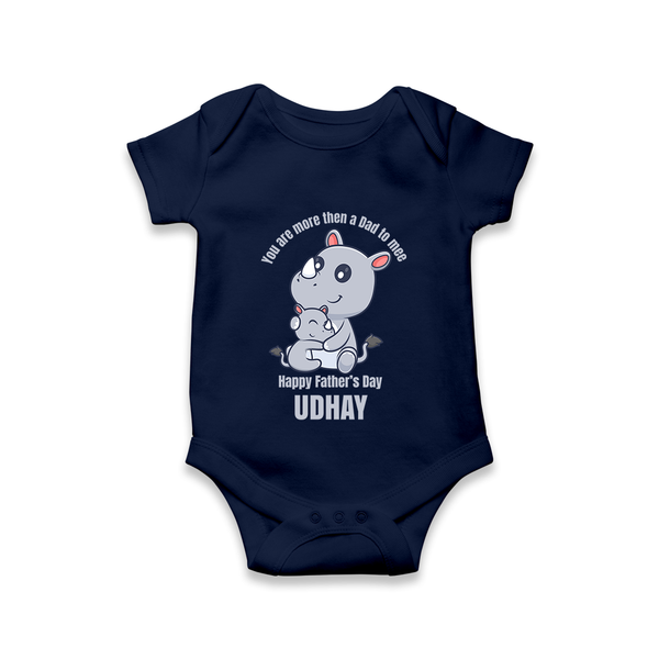 My First Father's Day Romper/Onesie | Dad and Me Matching Set Name Customizable - NAVY BLUE - New Born (Chest 14")