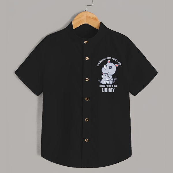 My First Father's Day Shirt | Dad and Me Matching Set Name Customizable - BLACK - 0 - 6 Months Old (Chest 23")
