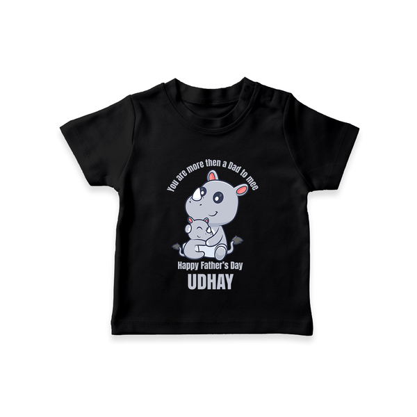 My First Father's Day T-Shirt | Dad and Me Matching Set Name Customizable - BLACK - 0-5 Months Old (Chest 17")