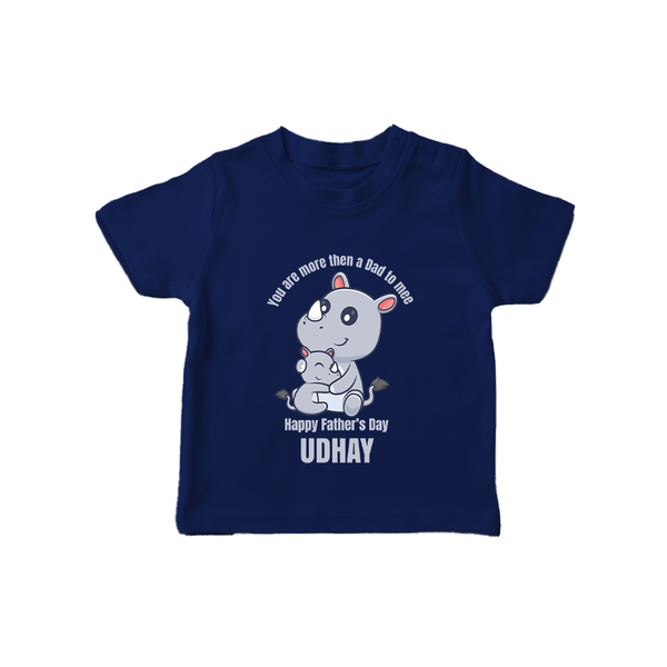 My First Father's Day T-Shirt | Dad and Me Matching Set Name Customizable - NAVY BLUE - 0-5 Months Old (Chest 17")