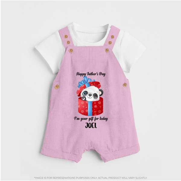 Soft Cotton Dungaree Set for First Father's Day | Personalized Babywear Cute and Comfy - BABY PINK - 0 - 5 Months Old (Chest 18")