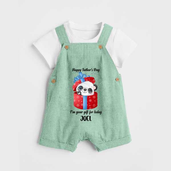 Soft Cotton Dungaree Set for First Father's Day | Personalized Babywear Cute and Comfy - MINT GREEN - 0 - 5 Months Old (Chest 18")
