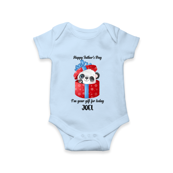 Soft Cotton Romper/Bodysuit for First Father's Day | Personalized Babywear Cute and Comfy - BABY BLUE - New Born (Chest 14")