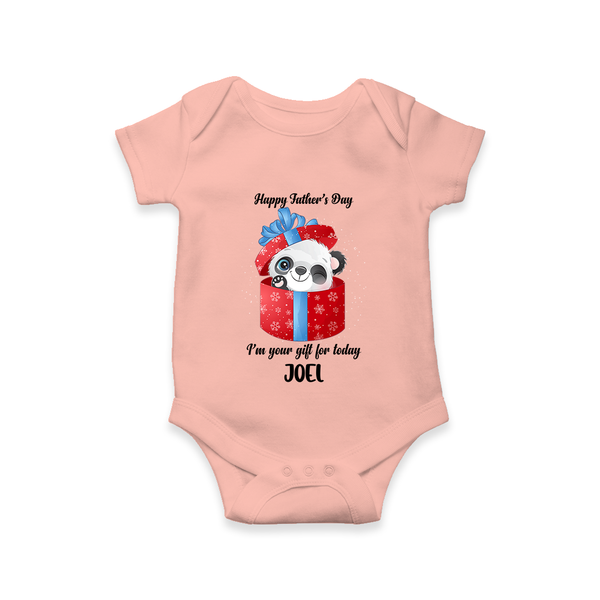 Soft Cotton Romper/Bodysuit for First Father's Day | Personalized Babywear Cute and Comfy - PEACH - New Born (Chest 14")