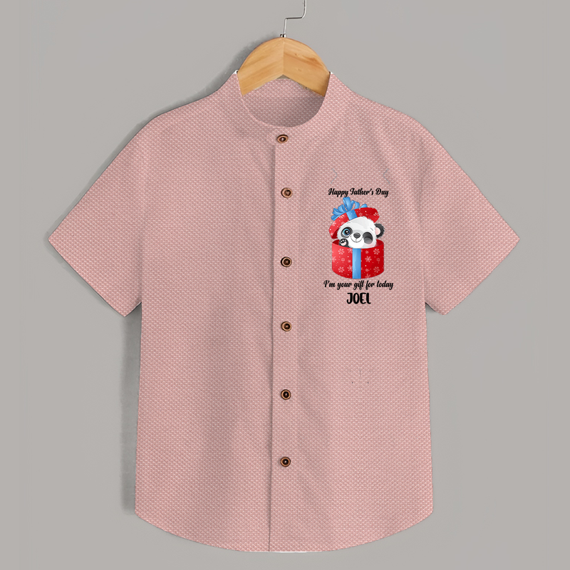 Soft Cotton Shirt for First Father's Day | Personalized Babywear Cute and Comfy - PEACH - 0 - 6 Months Old (Chest 23")