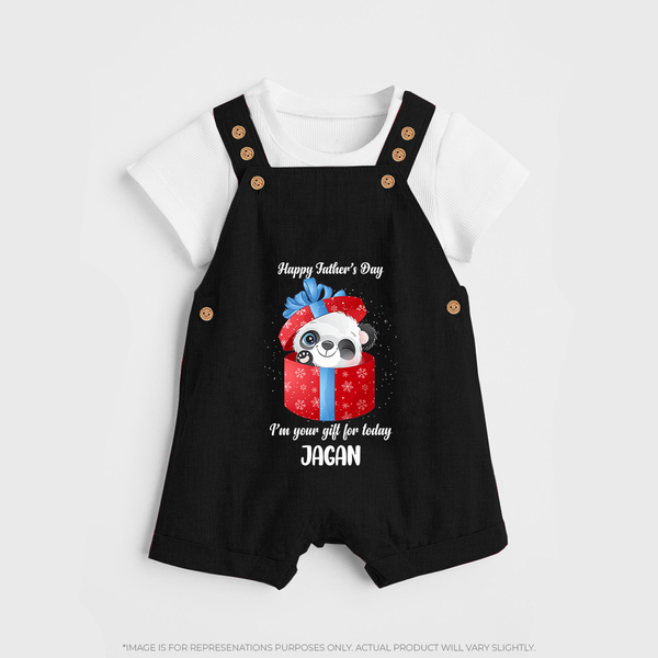Soft Cotton Dungaree Set for First Father's Day | Personalized Babywear Cute and Comfy - BLACK - 0 - 5 Months Old (Chest 18")