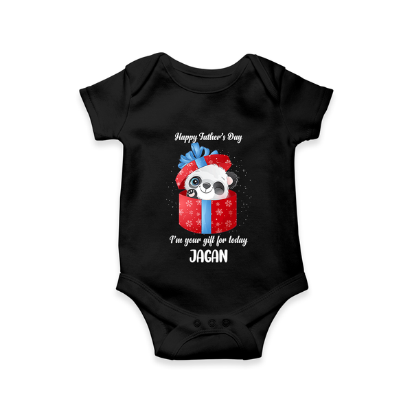 Soft Cotton Romper/Bodysuit for First Father's Day | Personalized Babywear Cute and Comfy - BLACK - New Born (Chest 14")