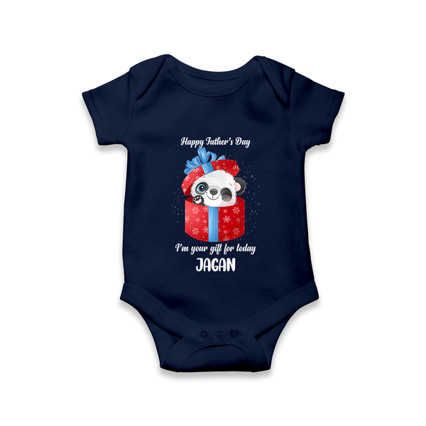 Soft Cotton Romper/Bodysuit for First Father's Day | Personalized Babywear Cute and Comfy - NAVY BLUE - New Born (Chest 14")