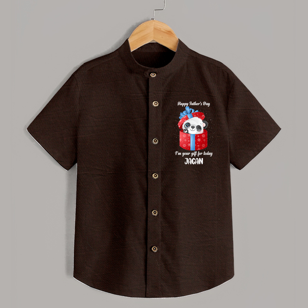 Soft Cotton Shirt for First Father's Day | Personalized Babywear Cute and Comfy - CHOCOLATE BROWN - 0 - 6 Months Old (Chest 23")