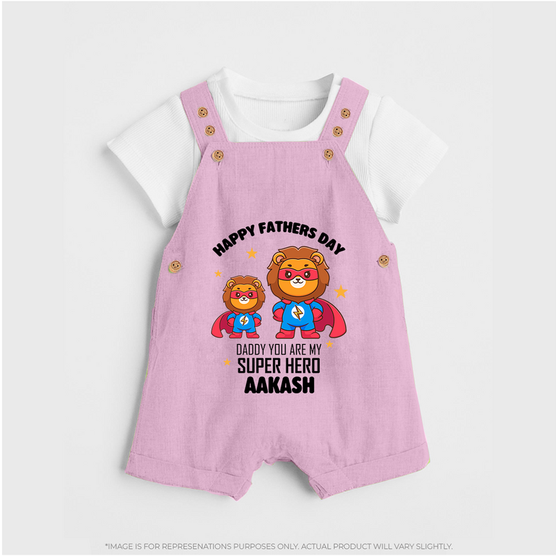 Best Dad Ever Dungaree Set | Baby Outfit for Happy First Father's Day Gift - BABY PINK - 0 - 5 Months Old (Chest 18")
