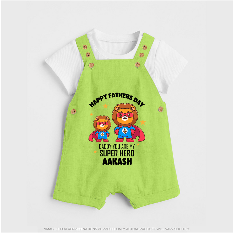 Best Dad Ever Dungaree Set | Baby Outfit for Happy First Father's Day Gift - GREEN - 0 - 5 Months Old (Chest 18")