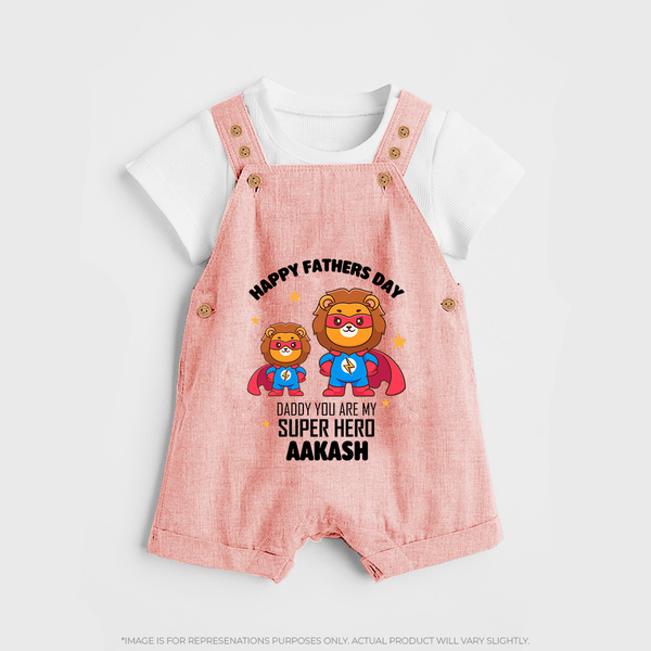 Best Dad Ever Dungaree Set | Baby Outfit for Happy First Father's Day Gift - PEACH - 0 - 5 Months Old (Chest 18")