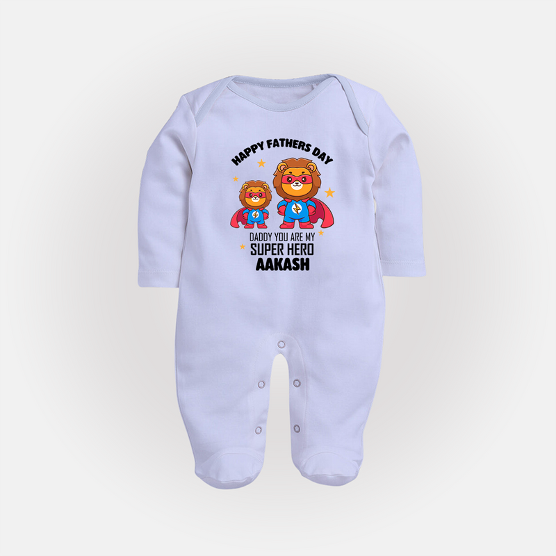 Best Dad Ever Full Sleeve Bodysuit/Sleep Suit | Baby Outfit for Happy First Father's Day Gift - BABY BLUE - New Born (Chest 7.5")