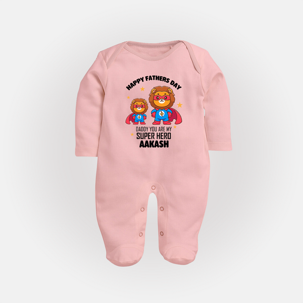 Best Dad Ever Full Sleeve Bodysuit/Sleep Suit | Baby Outfit for Happy First Father's Day Gift - BABY PINK - New Born (Chest 7.5")