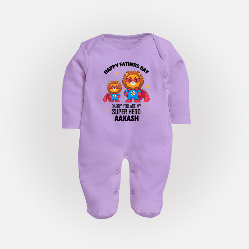 Best Dad Ever Full Sleeve Bodysuit/Sleep Suit | Baby Outfit for Happy First Father's Day Gift - LILAC - New Born (Chest 7.5")