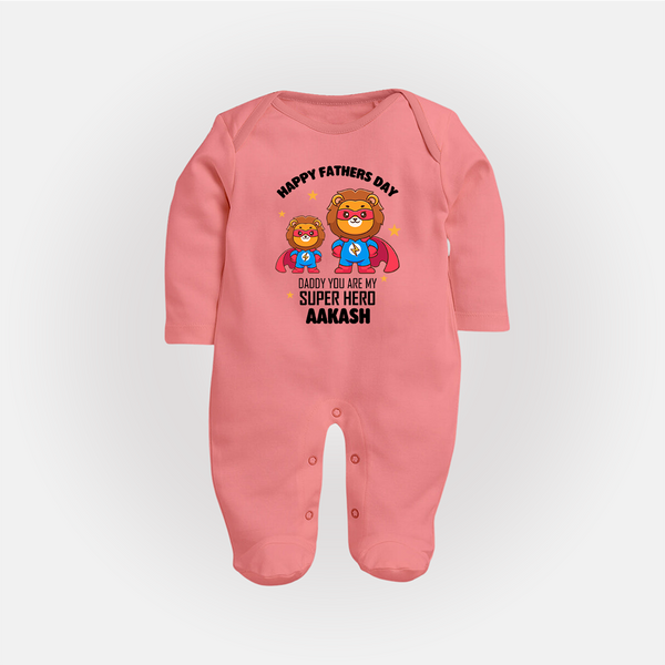 Best Dad Ever Full Sleeve Bodysuit/Sleep Suit | Baby Outfit for Happy First Father's Day Gift - PEACH - New Born (Chest 7.5")
