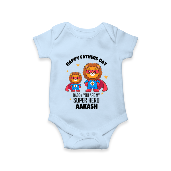 Best Dad Ever Romper/Onesie | Baby Outfit for Happy First Father's Day Gift - BABY BLUE - New Born (Chest 14")