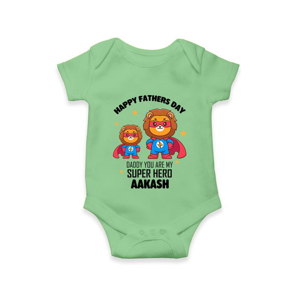 Best Dad Ever Romper/Onesie | Baby Outfit for Happy First Father's Day Gift - GREEN - New Born (Chest 14")
