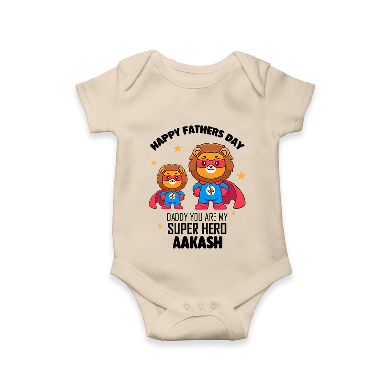 Best Dad Ever Romper/Onesie | Baby Outfit for Happy First Father's Day Gift - IVORY - New Born (Chest 14")