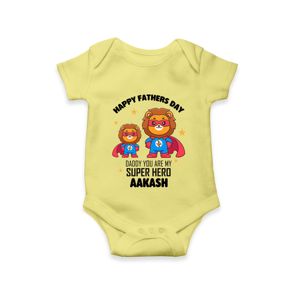 Best Dad Ever Romper/Onesie | Baby Outfit for Happy First Father's Day Gift - PASTEL YELLOW - New Born (Chest 14")