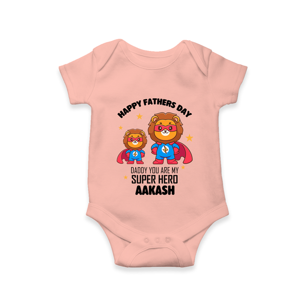 Best Dad Ever Romper/Onesie | Baby Outfit for Happy First Father's Day Gift - PEACH - New Born (Chest 14")