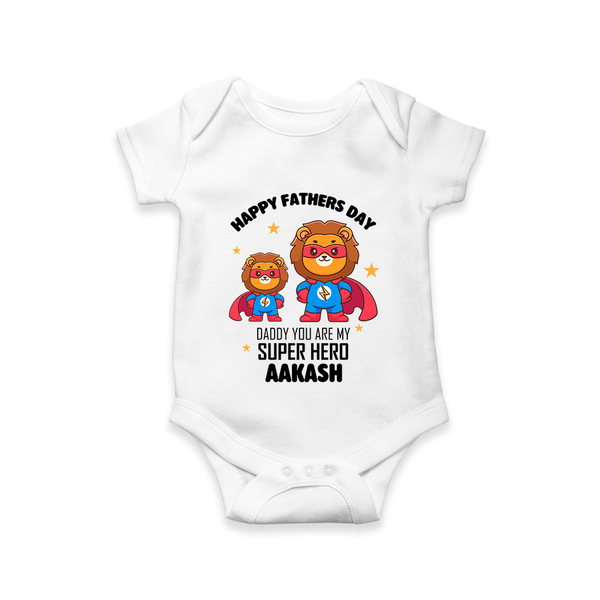 Best Dad Ever Romper/Onesie | Baby Outfit for Happy First Father's Day Gift - WHITE - New Born (Chest 14")