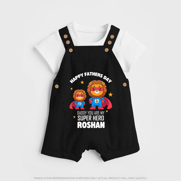 Best Dad Ever Dungaree Set | Baby Outfit for Happy First Father's Day Gift - BLACK - 0 - 5 Months Old (Chest 18")