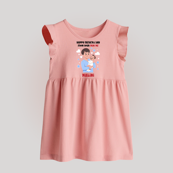 Dad's Little Buddy Baby Frock | First Father's Day Baby Gift Soft Cotton Wear - BABY PINK - 0 - 3 Months Old (Chest 17")