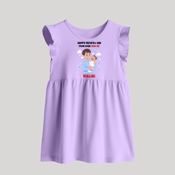 Dad's Little Buddy Baby Frock | First Father's Day Baby Gift Soft Cotton Wear - LILAC - 0 - 3 Months Old (Chest 17")