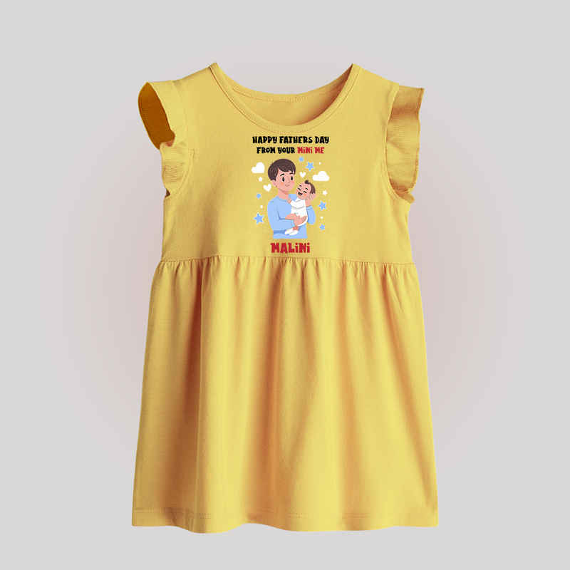 Dad's Little Buddy Baby Frock | First Father's Day Baby Gift Soft Cotton Wear - PASTEL YELLOW - 0 - 3 Months Old (Chest 17")