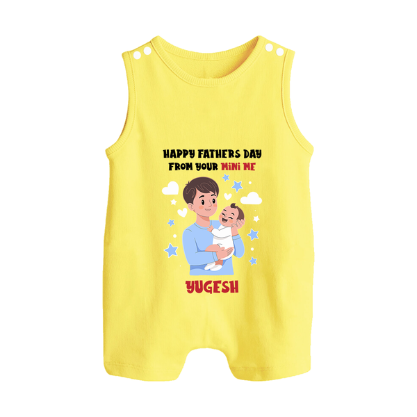 Dad's Little Buddy Romper Suit/Sleeveless Romper | First Father's Day Baby Gift Soft Cotton Wear - PASTEL YELLOW - 0 - 5 Months Old (Chest 18")