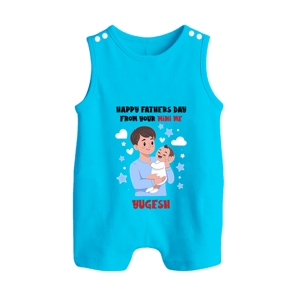 Dad's Little Buddy Romper Suit/Sleeveless Romper | First Father's Day Baby Gift Soft Cotton Wear - SKY BLUE - 0 - 5 Months Old (Chest 18")