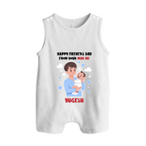 Dad's Little Buddy Romper Suit/Sleeveless Romper | First Father's Day Baby Gift Soft Cotton Wear - WHITE - 0 - 5 Months Old (Chest 18")