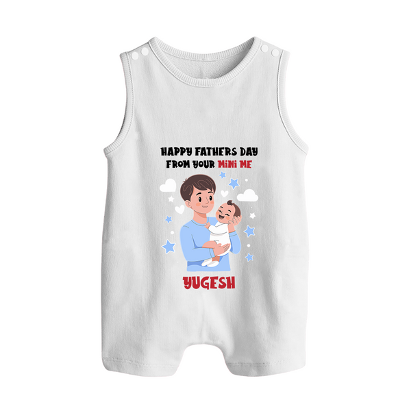 Dad's Little Buddy Romper Suit/Sleeveless Romper | First Father's Day Baby Gift Soft Cotton Wear - WHITE - 0 - 5 Months Old (Chest 18")