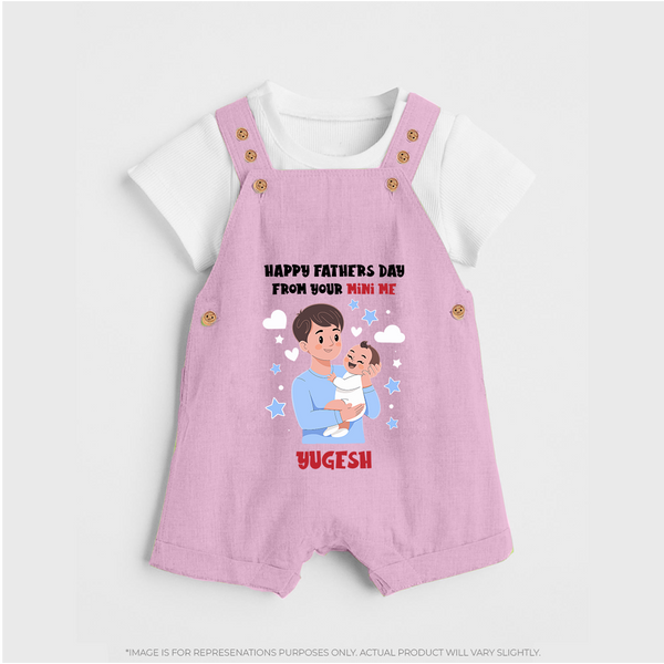 Dad's Little Buddy Dungaree Set | First Father's Day Baby Gift Soft Cotton Wear - BABY PINK - 0 - 5 Months Old (Chest 18")