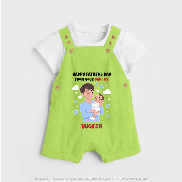 Dad's Little Buddy Dungaree Set | First Father's Day Baby Gift Soft Cotton Wear - GREEN - 0 - 5 Months Old (Chest 18")