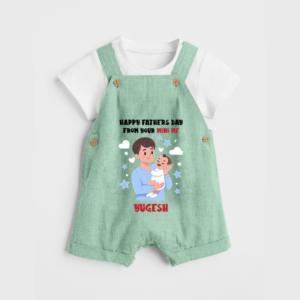 Dad's Little Buddy Dungaree Set | First Father's Day Baby Gift Soft Cotton Wear - MINT GREEN - 0 - 5 Months Old (Chest 18")