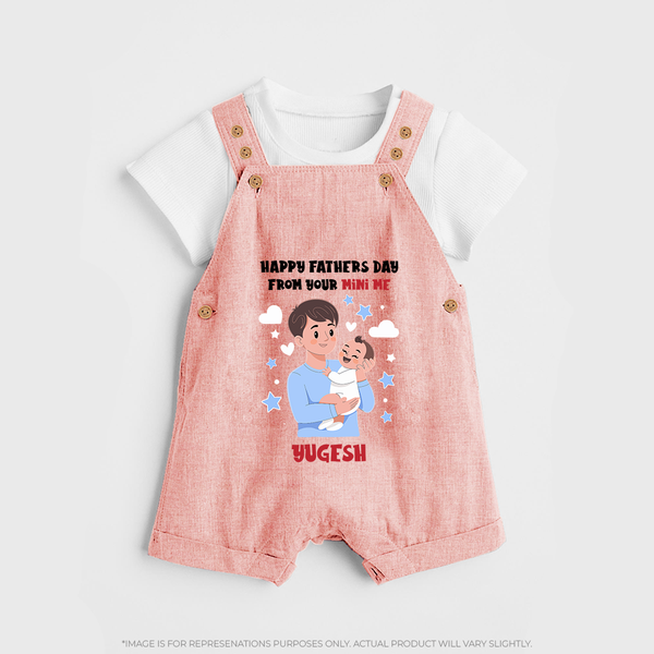 Dad's Little Buddy Dungaree Set | First Father's Day Baby Gift Soft Cotton Wear - PEACH - 0 - 5 Months Old (Chest 18")