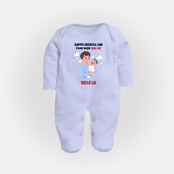 Dad's Little Buddy Full Sleeve Bodysuit/Sleep Suit | First Father's Day Baby Gift Soft Cotton Wear - BABY BLUE - New Born (Chest 7.5")