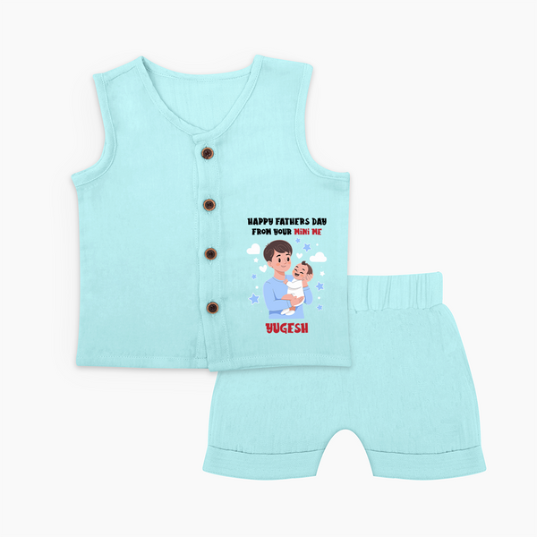 Dad's Little Buddy Jabla Set | First Father's Day Baby Gift Soft Cotton Wear - BABY BLUE - 0 - 3 Months Old (Chest 9.8")