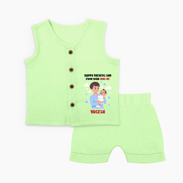 Dad's Little Buddy Jabla Set | First Father's Day Baby Gift Soft Cotton Wear - PASTEL GREEN - 0 - 3 Months Old (Chest 9.8")