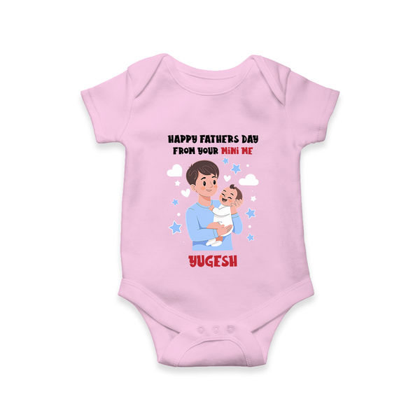 Dad's Little Buddy Bodysuit/Onesie | First Father's Day Baby Gift Soft Cotton Wear - BABY PINK - New Born (Chest 14")