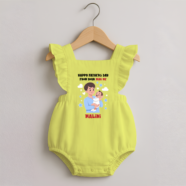 Dad's Little Buddy Romper Frock | First Father's Day Baby Gift Soft Cotton Wear - PASTEL YELLOW - 0 - 3 Months Old (Chest 19")